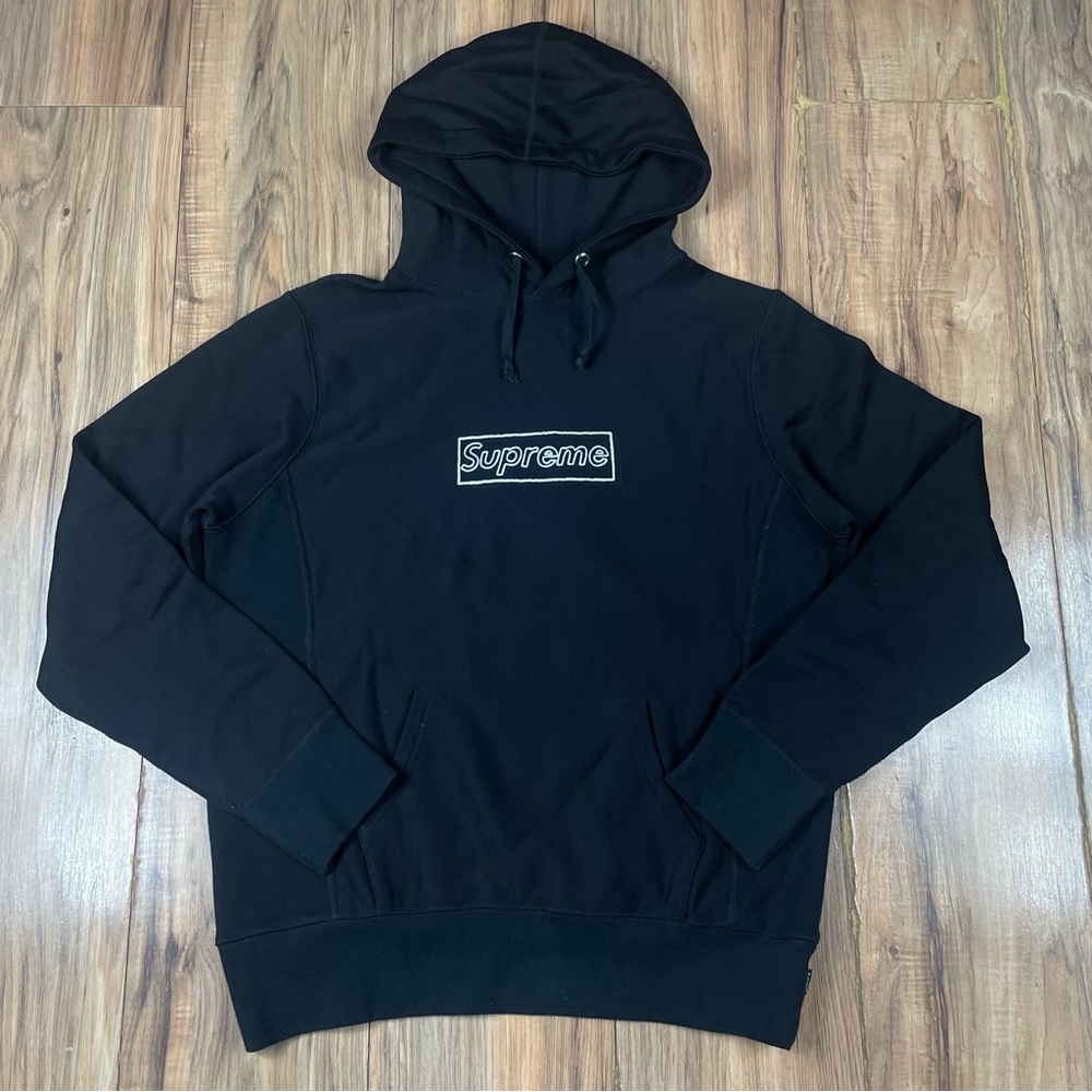 Supreme x Kaws Chalk Box Logo Hooded Sweatshirt Hoodie Pullover Black Large